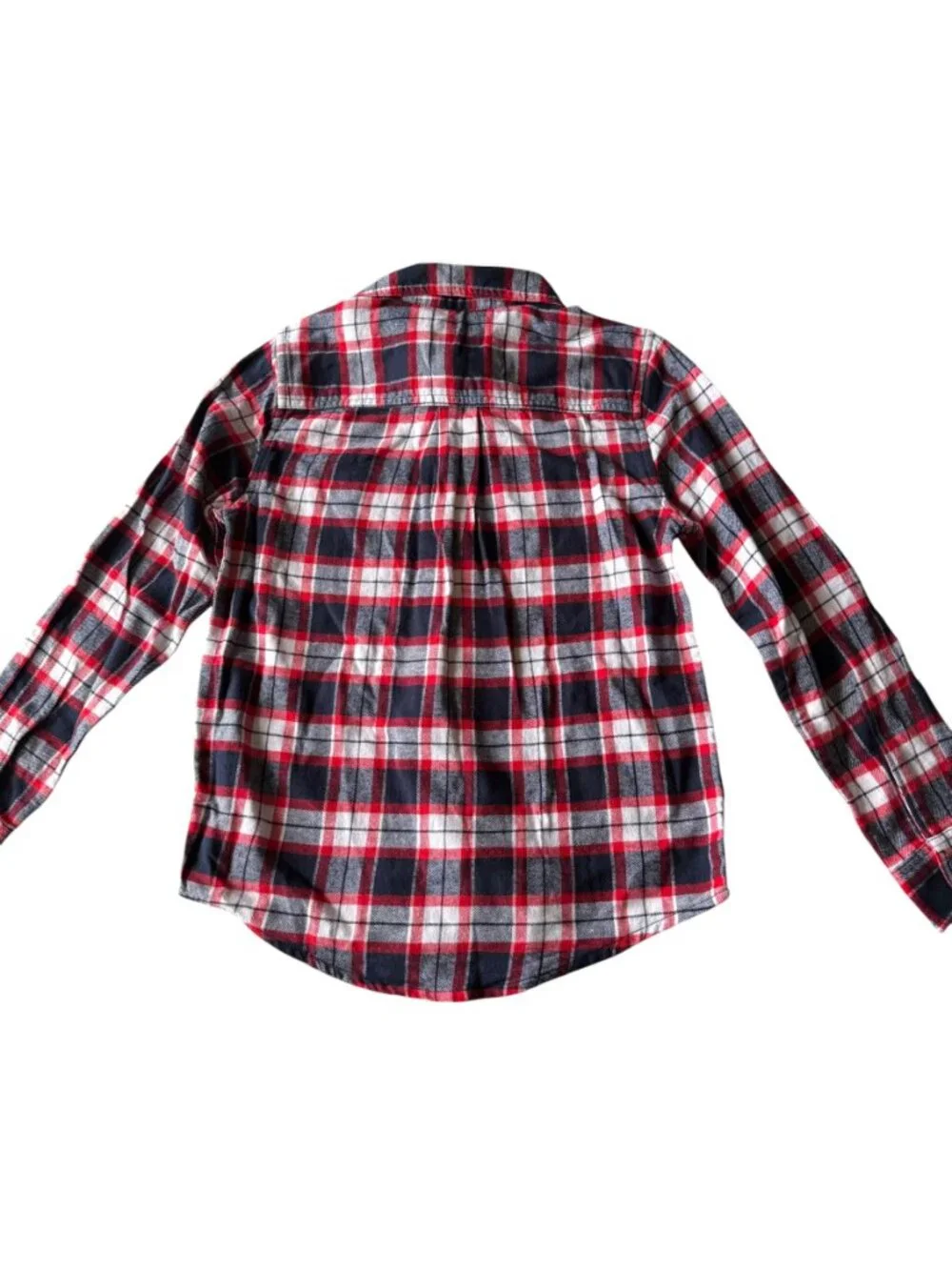 The Children's Place boys red white and blue plaid button down flannel shirt M